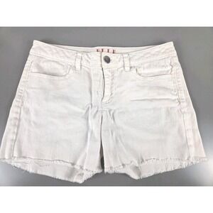Elle Paris Women's White Denim Cutoff Shorts Size 8 Eyelet Pocket 30 in X 4 in
